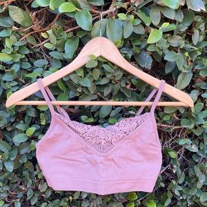 Dusty Pink Bralette Top with Lace Detail
